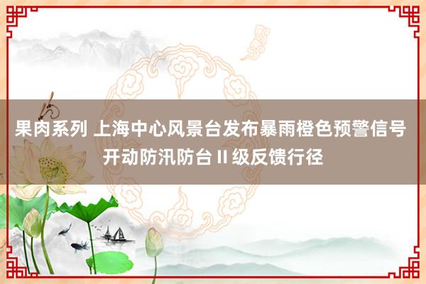 果肉系列 上海中心风景台发布暴雨橙色预警信号 开动防汛防台Ⅱ级反馈行径