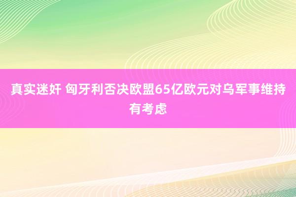 真实迷奸 匈牙利否决欧盟65亿欧元对乌军事维持有考虑