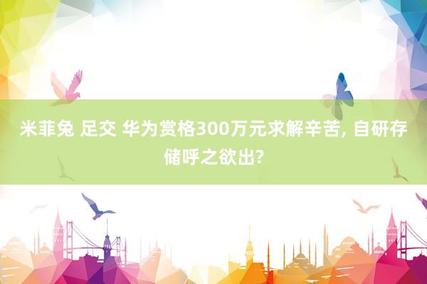 米菲兔 足交 华为赏格300万元求解辛苦， 自研存储呼之欲出?